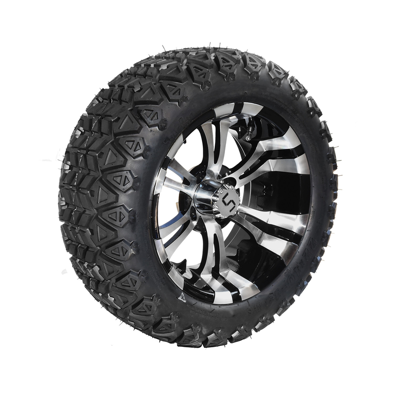 Makineli Parlak Siyah 14 Inch Golf Arabası Tekerlekleri Ve Lastikleri 22x10-14 Tüm Arazi DOT