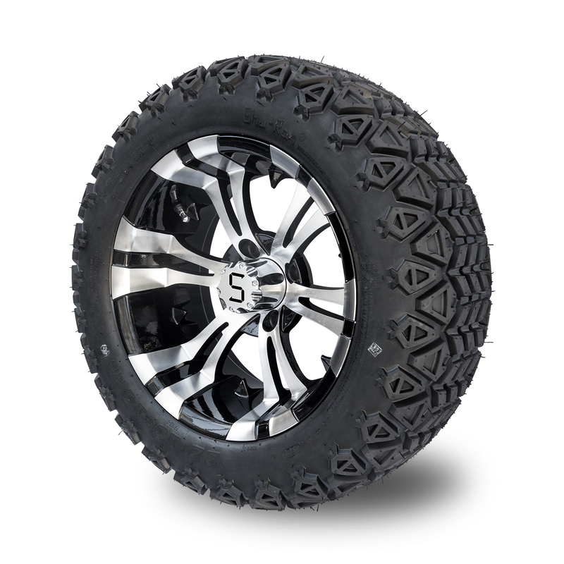 Makineli Parlak Siyah 14 Inch Golf Arabası Tekerlekleri Ve Lastikleri 22x10-14 Tüm Arazi DOT