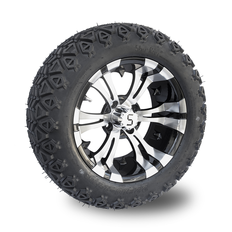 Makineli Parlak Siyah 14 Inch Golf Arabası Tekerlekleri Ve Lastikleri 22x10-14 Tüm Arazi DOT
