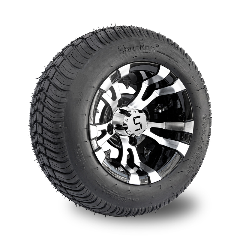 10 İnç Golf Arabası Tekerleği ve 205/50-10 DOT Sokak Lastiği Kombinasyonu -25 Ofset 4x4 Cıvata (101.6mm)