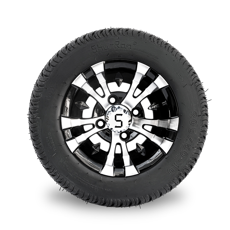 10 İnç Golf Arabası Tekerleği ve 205/50-10 DOT Sokak Lastiği Kombinasyonu -25 Ofset 4x4 Cıvata (101.6mm)