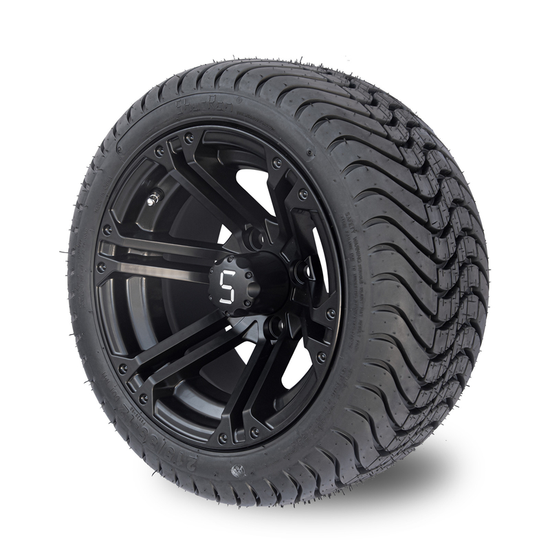 12x7 Mat Siyah Golf Arabası Tekerlek Lastik Kombo 215/35-12 Düşük Profil Lastik Kombo 101.6 PCD