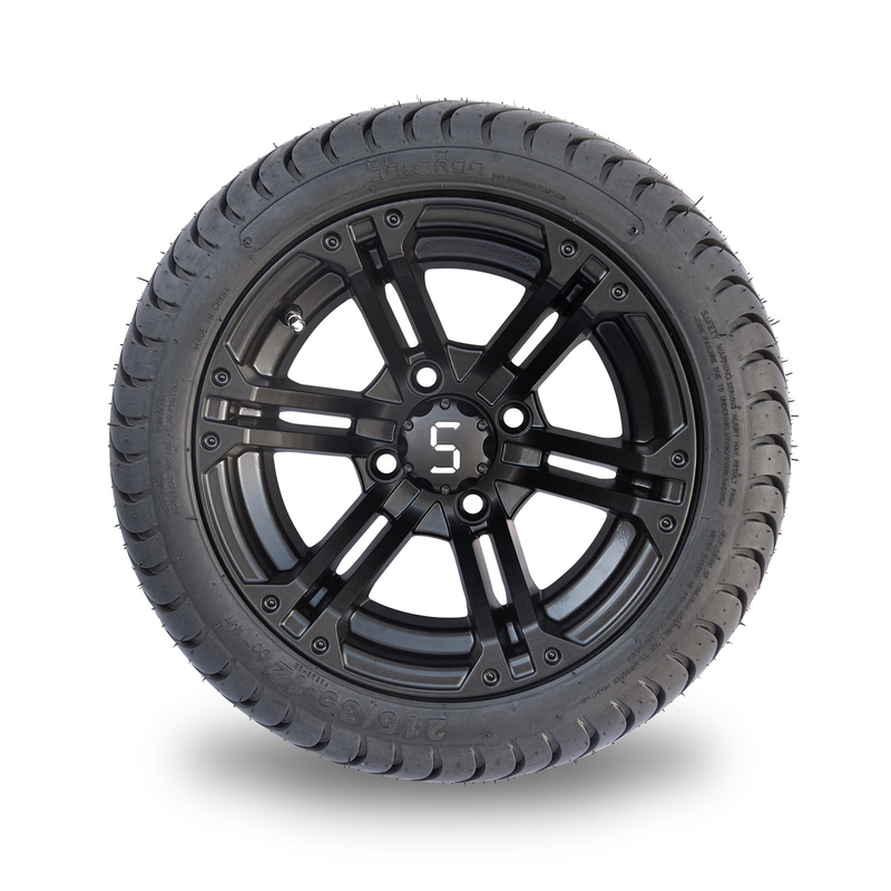 12x7 Mat Siyah Golf Arabası Tekerlek Lastik Kombo 215/35-12 Düşük Profil Lastik Kombo 101.6 PCD