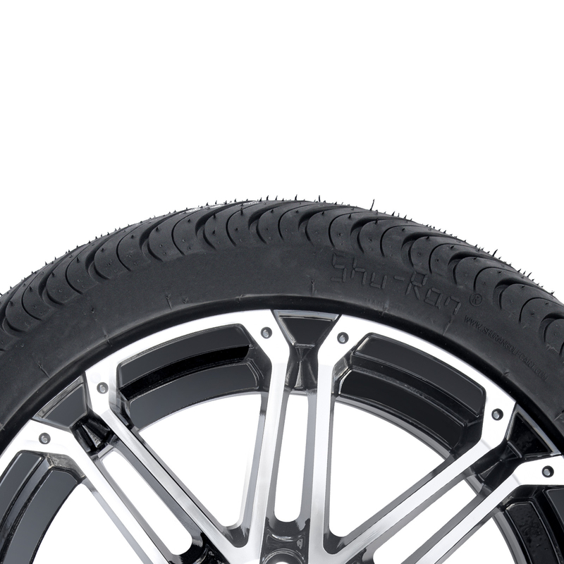 14x7 Golf Arabası Jantları ve Lastik Kombinasyonu 225/30-14 Sokak Lastiği İşlenmiş Parlak Siyah