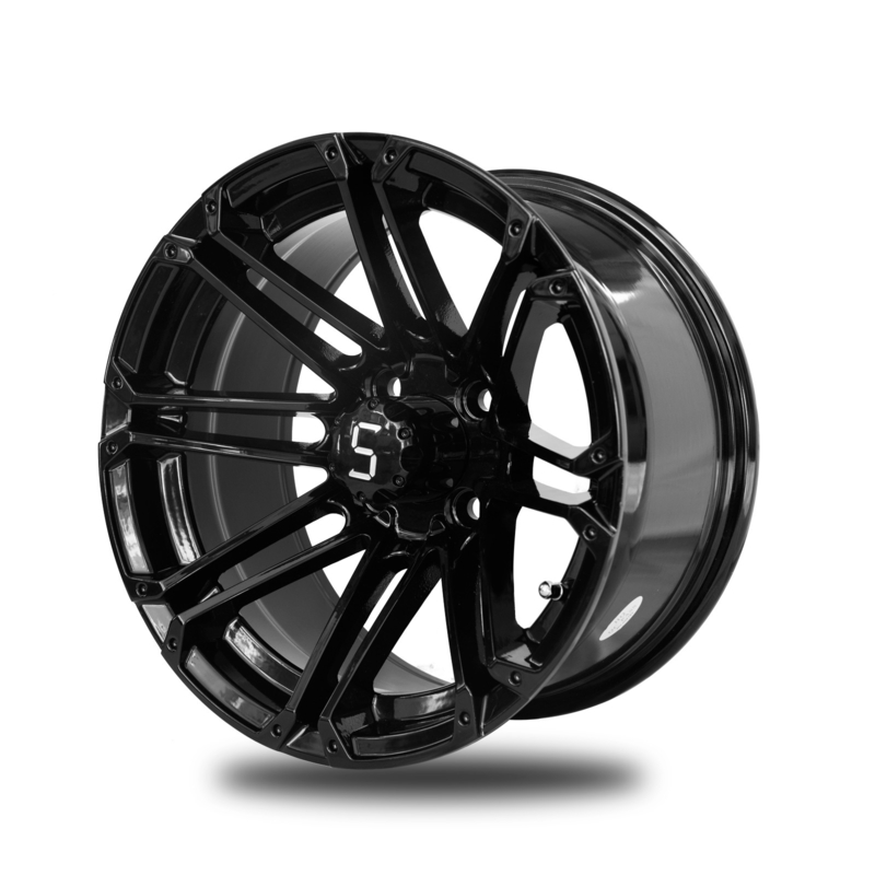 12x7 Golf Arabası Çemberler Parlak Siyah Alüminyum Alaşım Çember 4x4 Bolt Deseni 101.6 PCD