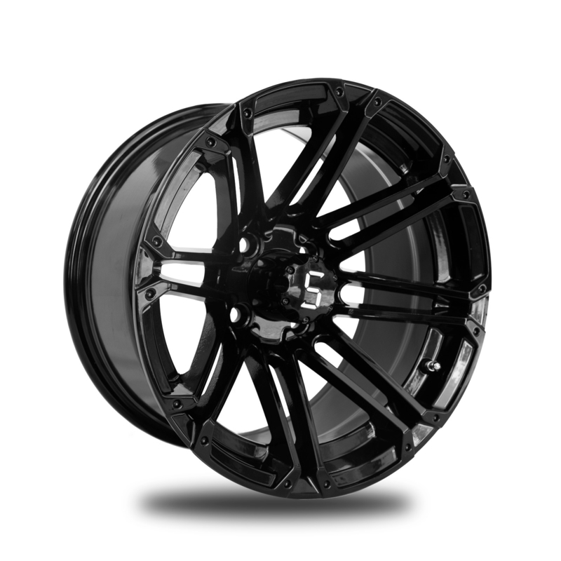 12x7 Golf Arabası Çemberler Parlak Siyah Alüminyum Alaşım Çember 4x4 Bolt Deseni 101.6 PCD