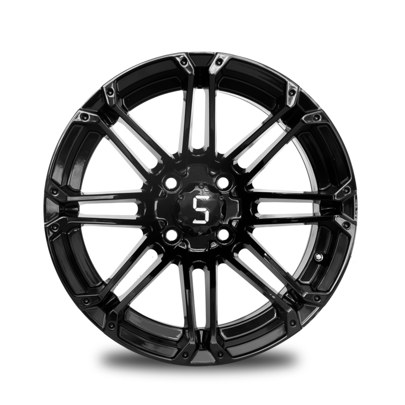 12x7 Golf Arabası Çemberler Parlak Siyah Alüminyum Alaşım Çember 4x4 Bolt Deseni 101.6 PCD