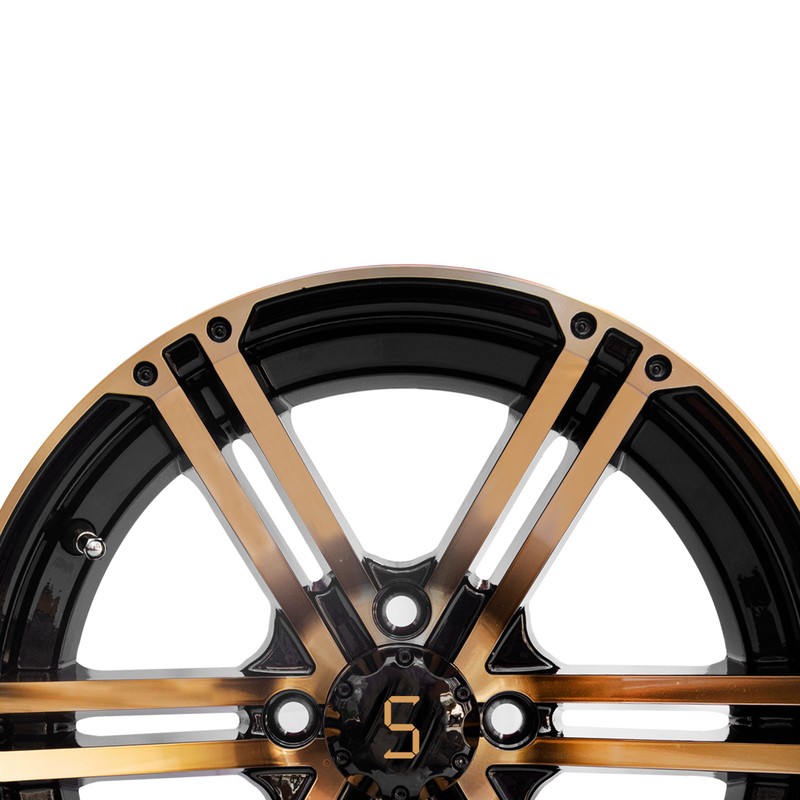 12x7 / 14x7 Golf Arabası Tekerlekleri Altın / Parlak Siyah 4 / 101.6 PCD -25 ET