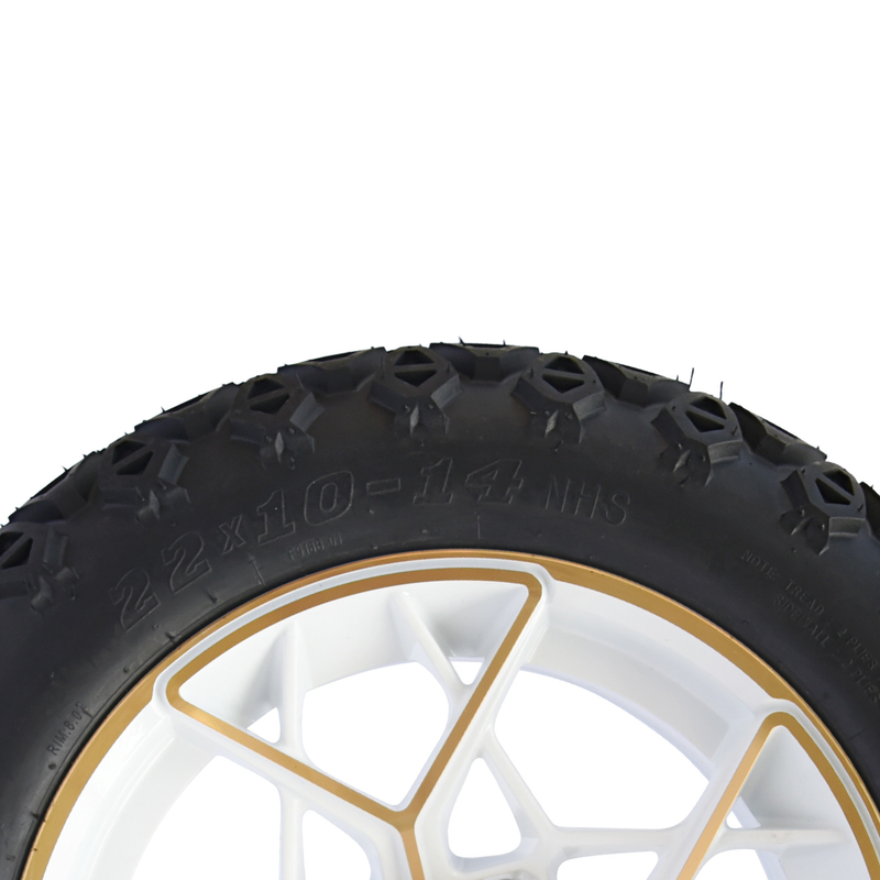 Altın Beyaz 14 Inç Golf Arabası Çarkları ve Lastikleri 4PLY 101.6 PCD
