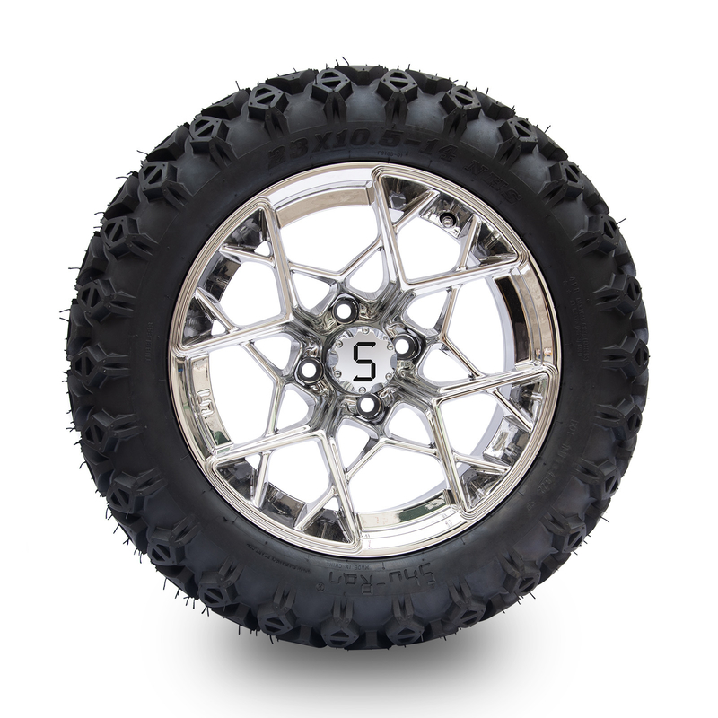 Shu-Ran Golf Arabası Savaşçısı 23x10.5-14 Golf Arabası Tüm Arazi Lastikleri ve 14 Inç Chrome Çarkları