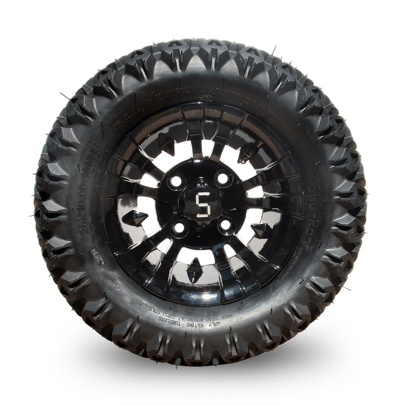 10 İnç Golf Arabası Jant ve Lastik Kombinasyonu 20×10-10 ATV İşlenmiş/Parlak Siyah