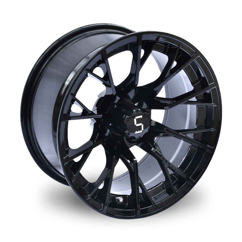 Shuran 14 Inch Golf Arabası Tekerlekleri Ve Lastikli / Parlak Siyah Tekerlek 4/101.6 Bolt