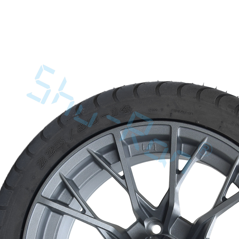 Toptan satış 14' 'Gunmetal Finished Alloy Golf Araba Tekerlekleri, ATV UTV 225/30-14 Sokak Fırçalı Tüpsüz Lastikler