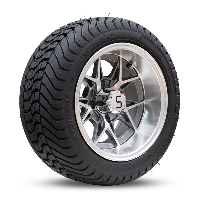 12 inçlik golf arabası tekerlekleri ve lastikleri S merkezli şapka ve kromlu çamaşır fındıkları ile birleştirmek kulüp arabası Ezgo Yamaha golf arabası için uygundur