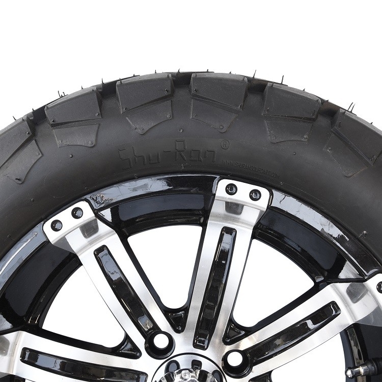 Golf arabası 14'lü alüminyum tekerlek ve 22x10-14 Tüm arazi DOT lastik kombinasyonu - İşlenmiş/Parlak Siyah