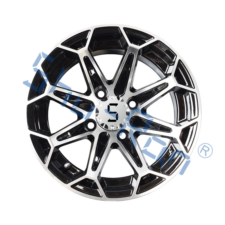 Golf Arabası 12''/14'' İşlenmiş/ Parlak Siyah Alüminyum Jantlar Club Car, EZGO, YMH Golf Arabaları İçin