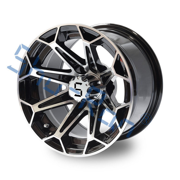 Golf Arabası 12''/14'' İşlenmiş/ Parlak Siyah Alüminyum Jantlar Club Car, EZGO, YMH Golf Arabaları İçin