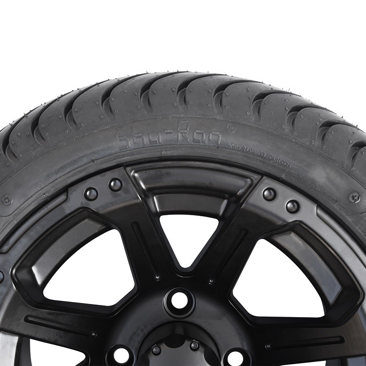 Golf arabası 12 inç mat siyah tekerlekler ve 215/35-12 sokak lastikleri 4x4 Bolt Pattern DOT Rated