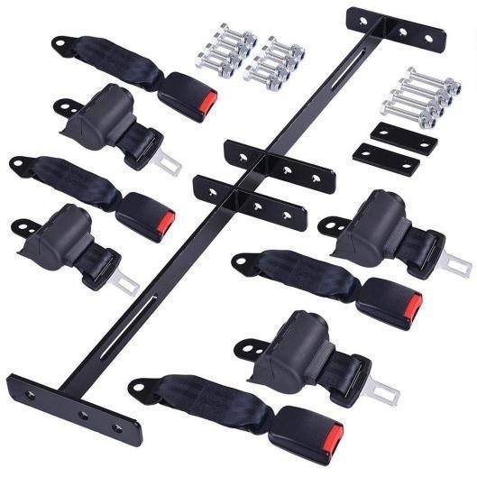 Evrensel Geri Çekilebilir Golf Arabası Emniyet Kemeri ve Braket Kiti 4 Yolcu EZGO TXT Club Car Yamaha için