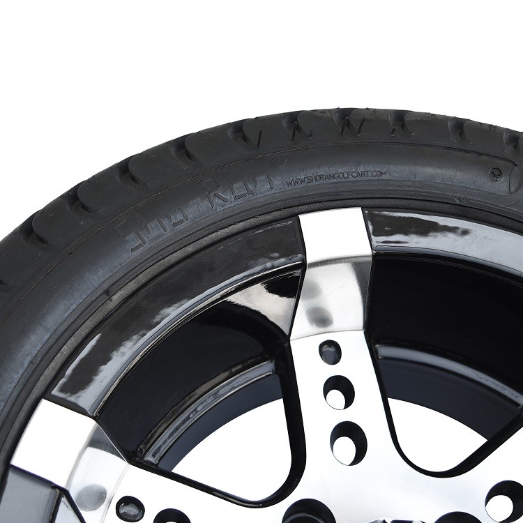215/35-12 Düşük profilli DOT lastik ve 12 inçlik işlenmiş siyah golf arabası alüminyum tekerlek montajı (101.6 PCD 4*4 Bolt 18' boyunda)