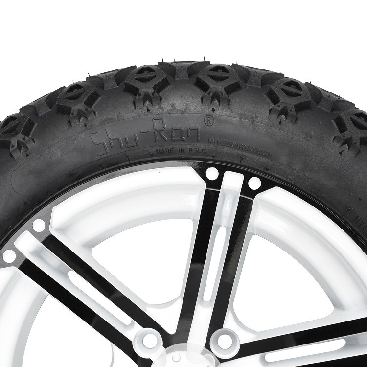 Golf arabası 14'' siyah/beyaz halkalar ve 22x10-14' tüm arazi lastikleri, tekerlekler ve merkez kapağı dahil