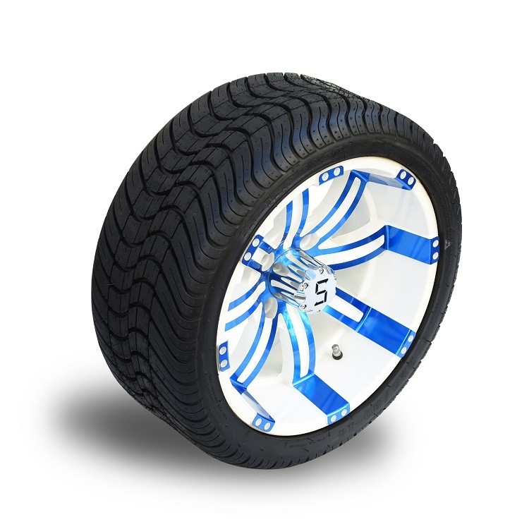 14'' Mavi/Parlak Beyaz Tekerlekler Ve 225/30-14 Lastikler Montaj Elektroforez Boya