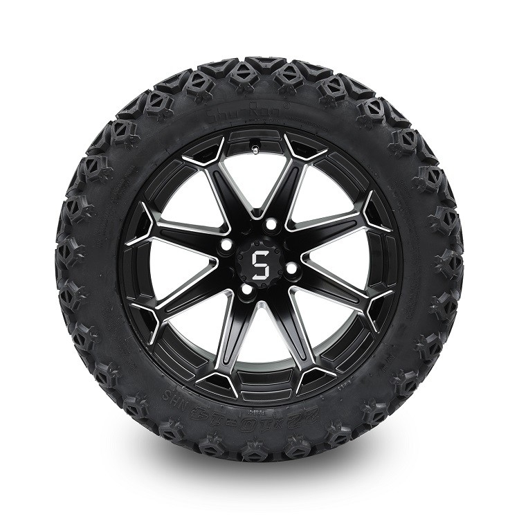 14'' makineli/mat siyah golf arabası tekerlekleri ve 22x10-14 off-road DOT lastikleri