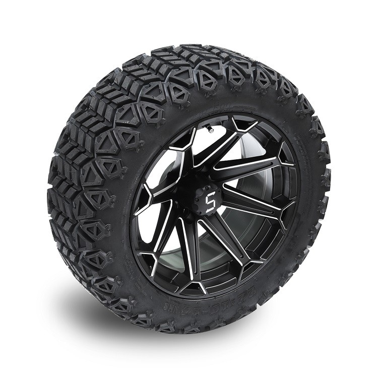 14'' makineli/mat siyah golf arabası tekerlekleri ve 22x10-14 off-road DOT lastikleri