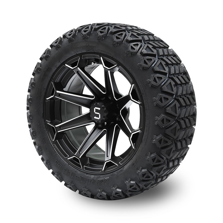 14'' makineli/mat siyah golf arabası tekerlekleri ve 22x10-14 off-road DOT lastikleri