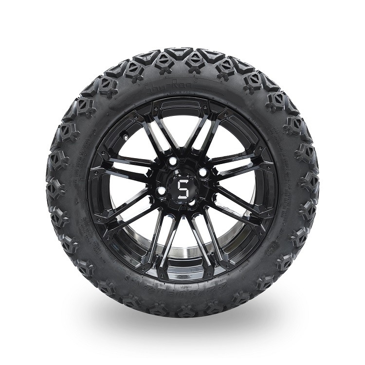 Golf Arabası Off-Road 22*10-14 Lastik ve Parlak Siyah Jant, S Merkez Kapağı ile