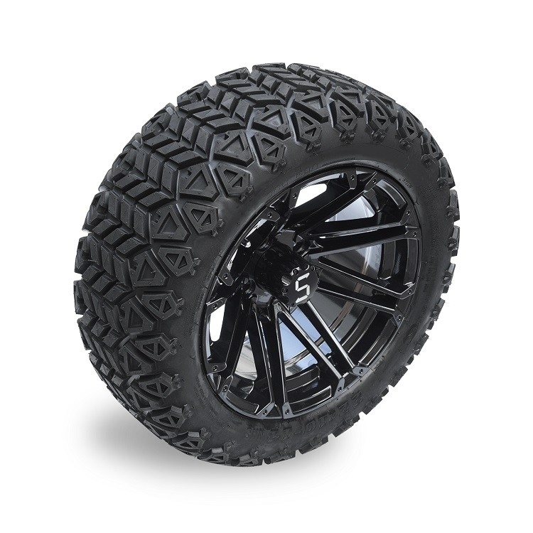 Golf Arabası Off-Road 22*10-14 Lastik ve Parlak Siyah Jant, S Merkez Kapağı ile