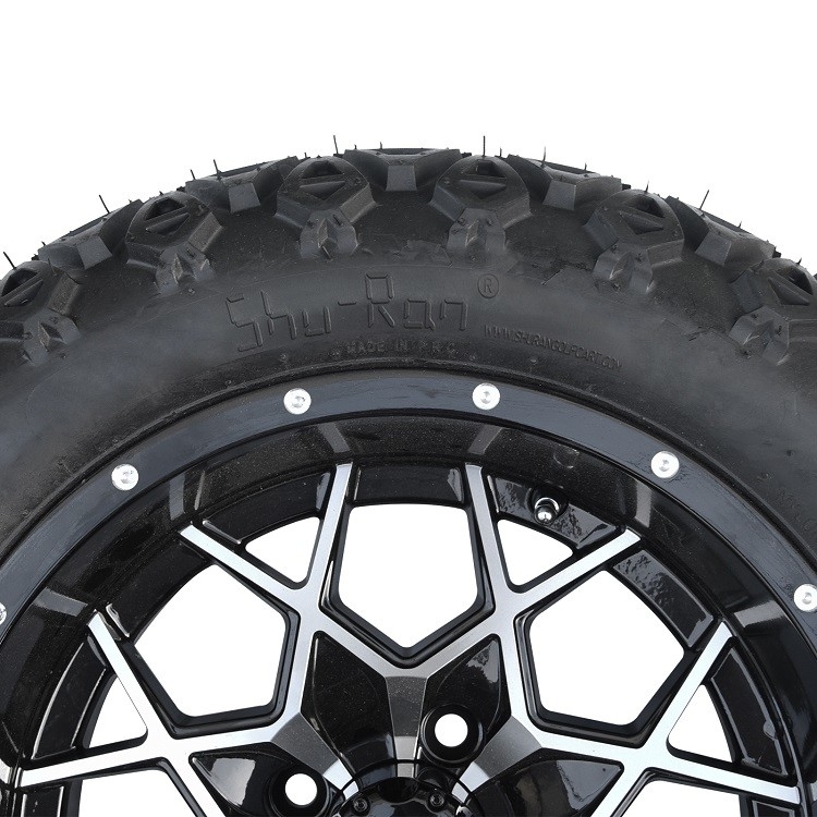 14 inç golf arabası makineli / parlak siyah halkalar ve 22 * 10-14 DOT off-road lastikleri ET -25mm