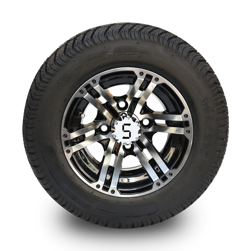 10 İnç Golf Arabası Tekerleği ve 205/50-10 DOT Sokak Lastiği Kombinasyonu -25 Ofset 4x4 Cıvata (101.6mm)