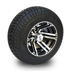 10'' Golf Arabası Jantı ve 205/50-10 DOT Sokak Lastiği Takımı - İşlenmiş/Parlak Siyah