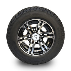 10'' Golf Arabası Jantı ve 205/50-10 DOT Sokak Lastiği Takımı - İşlenmiş/Parlak Siyah