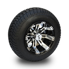 10'' Golf Arabası Jantı ve 205/50-10 DOT Sokak Lastiği Takımı - İşlenmiş/Parlak Siyah