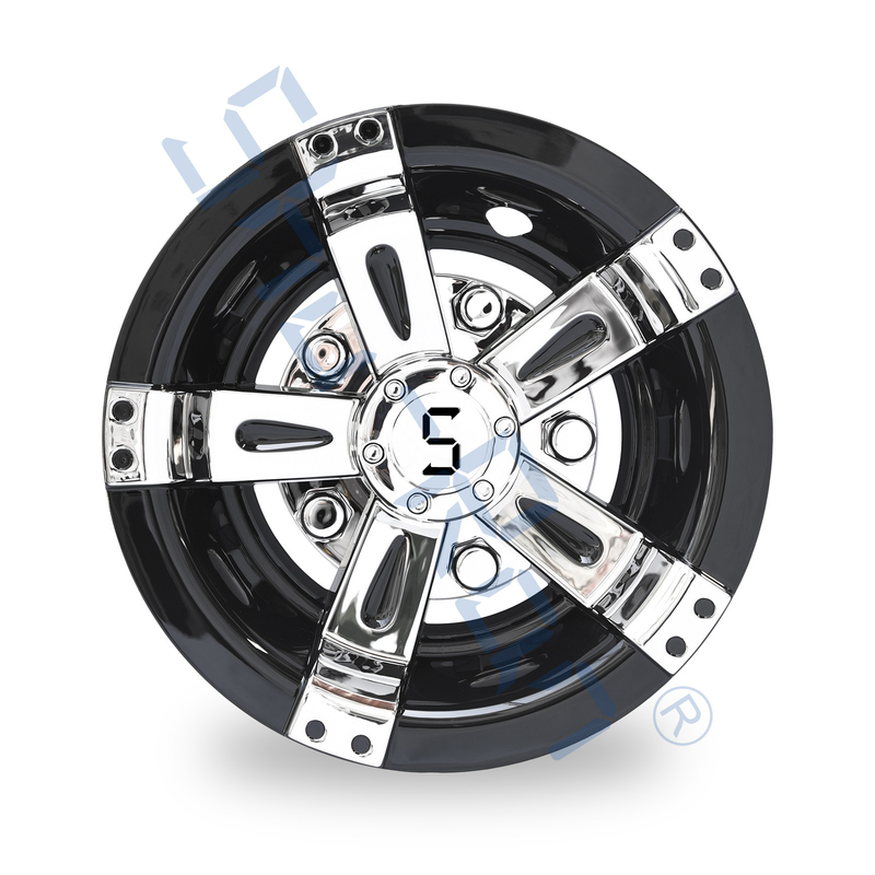Evrensel 10 Inch Golf Arabası Siyah & Chrome Tekerlek Kapakları S Logo ile Hub Kapakları - 4'lük bir set