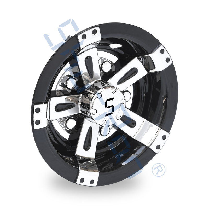 Evrensel 10 Inch Golf Arabası Siyah & Chrome Tekerlek Kapakları S Logo ile Hub Kapakları - 4'lük bir set