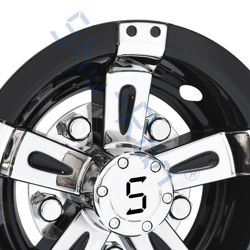 Evrensel 10 Inch Golf Arabası Siyah & Chrome Tekerlek Kapakları S Logo ile Hub Kapakları - 4'lük bir set